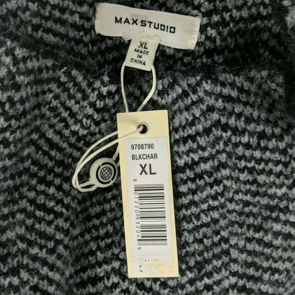 Max Studio Pullover Herringbone Sweater XL Black - Picture 3 of 5